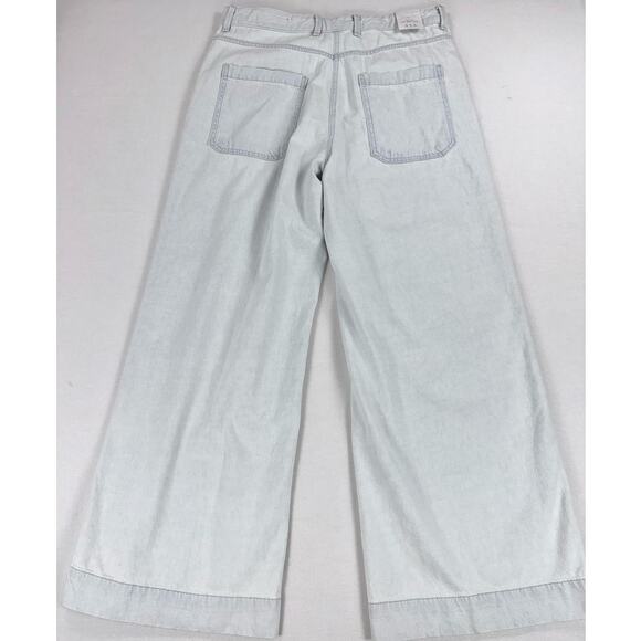 Zara Women's High Rise Loose Wide Leg Jean Size 12 Light Blue Wash Trouser - Picture 7 of 16